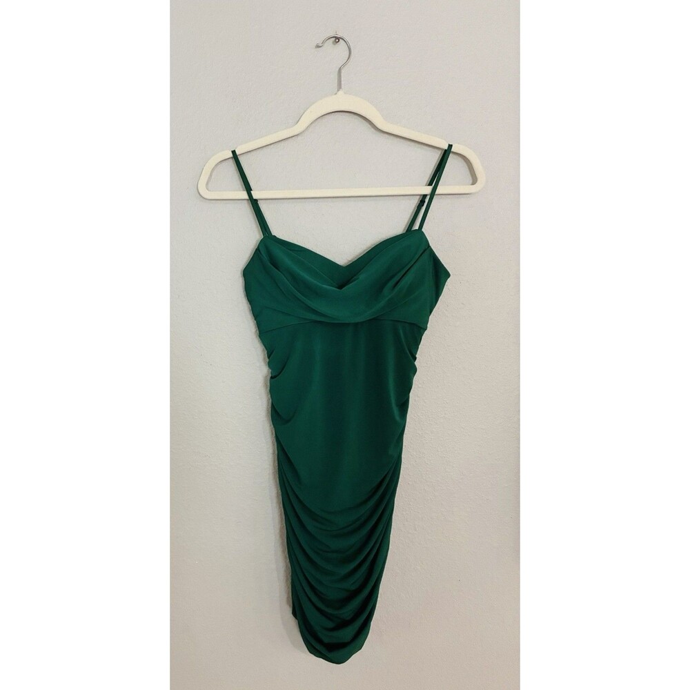 Emerald Sundae Dress XS Teen Green Ruched Fitted Spaghetti Mini Prom Homecoming
